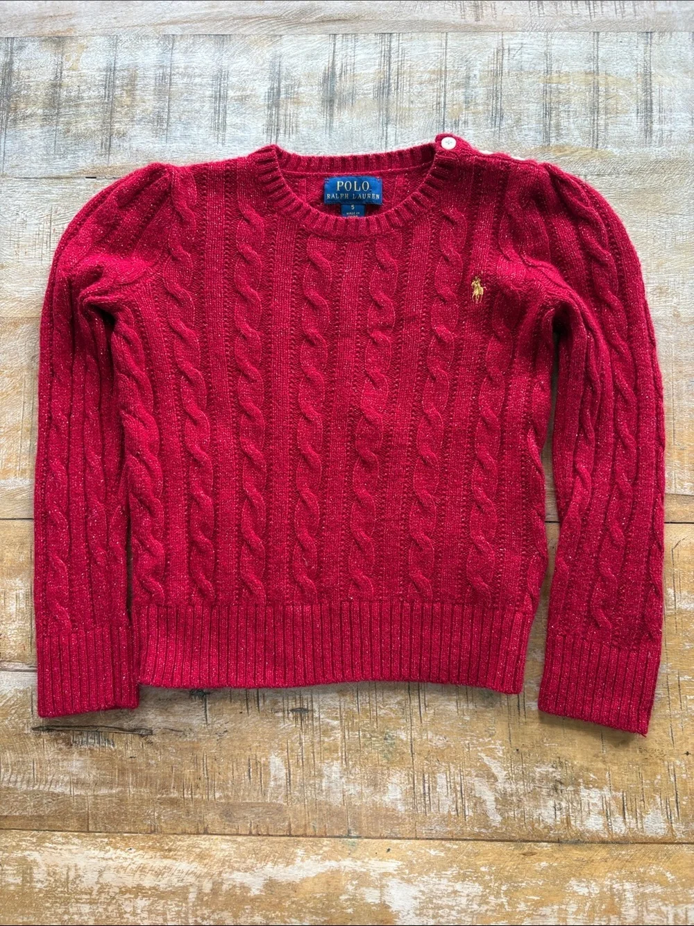 Ralph Lauren Red Cable-Knit Sweater size 5